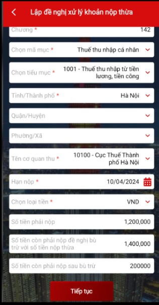 Hoàn thuế TNCN bằng cách sử dụng eTax moblie 